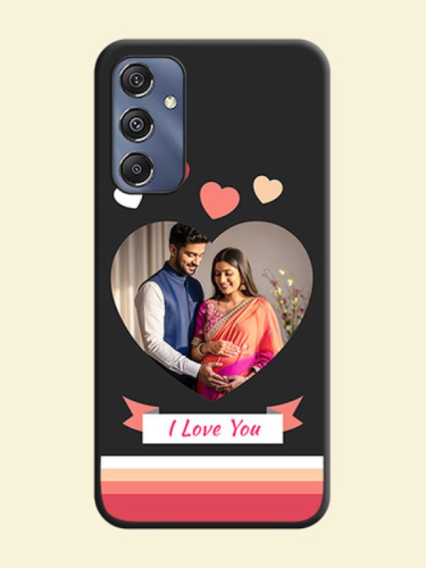 Love Shaped Photo with Colorful Stripes on Personalised Space Black Soft Matte Cases - Galaxy F34 5G