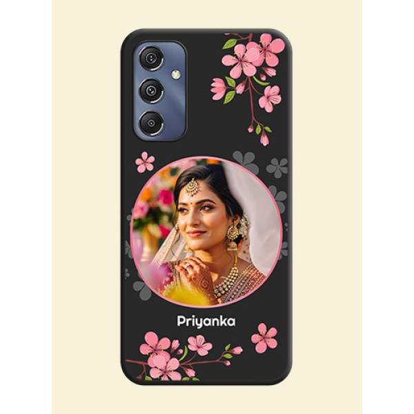 Round Image with Pink Color Floral Design - Photo on Space Black Soft Matte Back Cover - Galaxy F34 5G Round Image with Pink Color Floral Design - Photo on Space Black Soft Matte Back Cover - Galaxy F34 5G