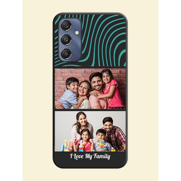 Wave Pattern with 2 Image Holder on Space Black Personalized Soft Matte Phone Covers - Galaxy F34 5G Wave Pattern with 2 Image Holder on Space Black Personalized Soft Matte Phone Covers - Galaxy F34 5G
