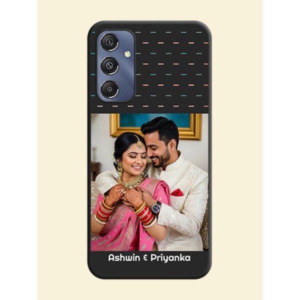 Line Pattern Design with Text on Space Black Custom Soft Matte Phone Back Cover - Galaxy F34 5G Line Pattern Design with Text on Space Black Custom Soft Matte Phone Back Cover - Galaxy F34 5G