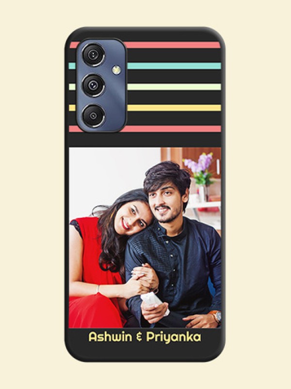 Color Stripes with Photo and Text - Photo on Space Black Soft Matte Mobile Case - Galaxy F34 5G