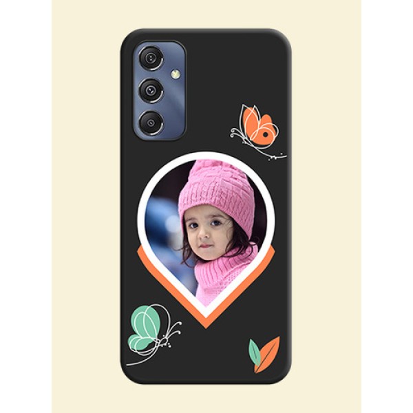 Upload Pic With Simple Butterly Design On Space Black Personalized Soft Matte Phone Covers - Galaxy F34 5G Upload Pic With Simple Butterly Design On Space Black Personalized Soft Matte Phone Covers - Galaxy F34 5G