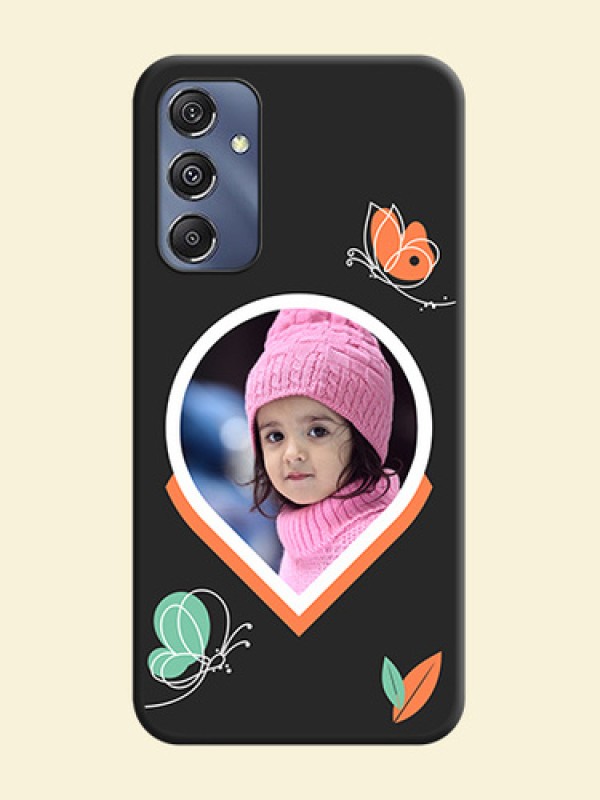 Upload Pic With Simple Butterly Design On Space Black Personalized Soft Matte Phone Covers - Galaxy F34 5G