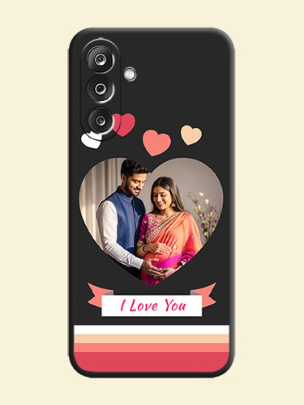 Love Shaped Photo with Colorful Stripes On Space Black Custom Soft Matte Mobile Back Cover - Samsung Galaxy F36 5G