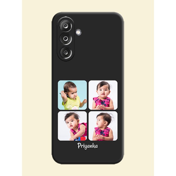Floral Art with 6 Image Holder on Photo On Space Black Custom Soft Matte Mobile Back Cover - Samsung Galaxy F36 5G Floral Art with 6 Image Holder on Photo On Space Black Custom Soft Matte Mobile Back Cover - Samsung Galaxy F36 5G