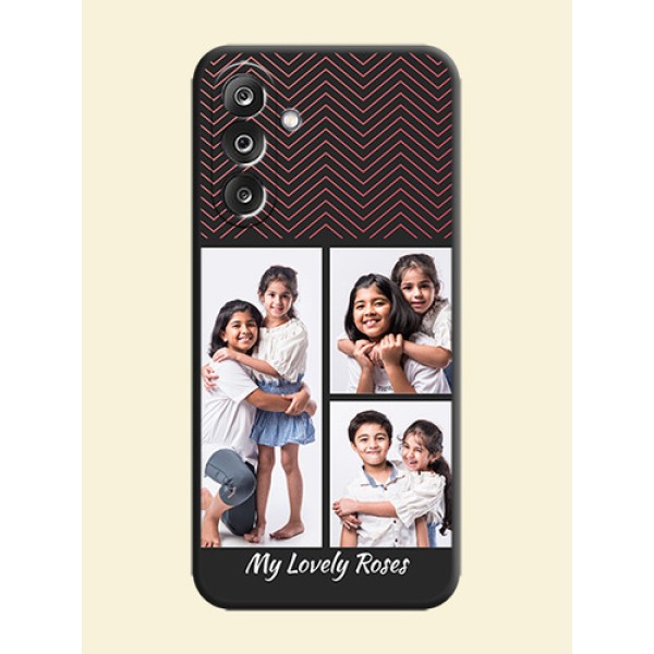 Wave Pattern with 3 Image Holder On Space Black Custom Soft Matte Mobile Back Cover - Samsung Galaxy F36 5G