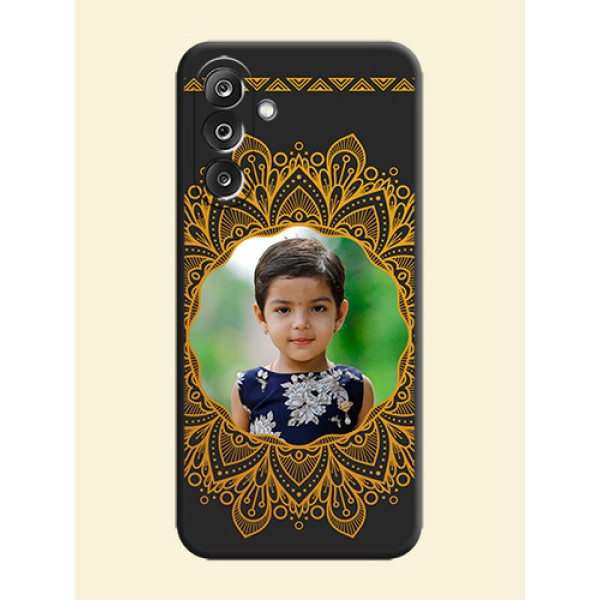 Round Image with Floral Design On Space Black Custom Soft Matte Mobile Back Cover - Samsung Galaxy F36 5G Round Image with Floral Design On Space Black Custom Soft Matte Mobile Back Cover - Samsung Galaxy F36 5G