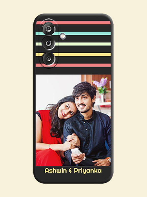 Color Stripes with Photo and Text on Photo On Space Black Custom Soft Matte Mobile Back Cover - Samsung Galaxy F36 5G