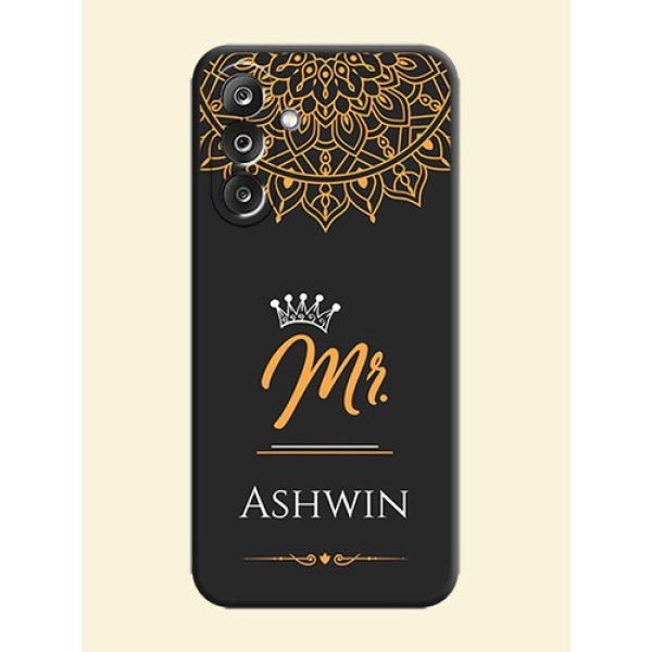 Mr Name with Floral Design On Space Black Custom Soft Matte Mobile Back Cover - Samsung Galaxy F36 5G Mr Name with Floral Design On Space Black Custom Soft Matte Mobile Back Cover - Samsung Galaxy F36 5G