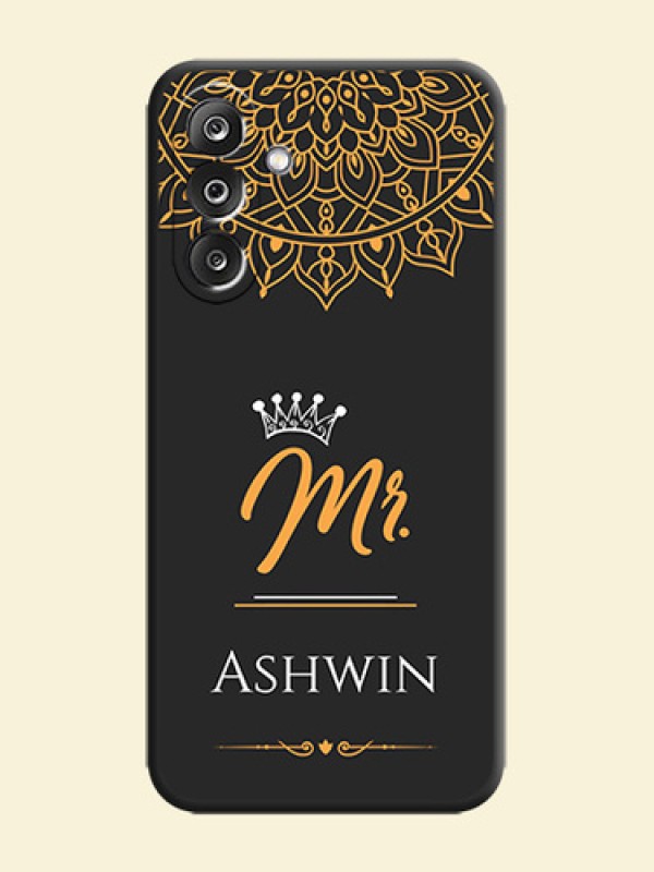 Mr Name with Floral Design On Space Black Custom Soft Matte Mobile Back Cover - Samsung Galaxy F36 5G