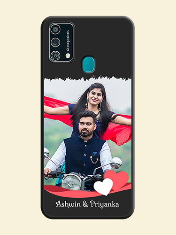 Pin Color Love Shaped Ribbon Design with Text on Space Black Custom Soft Matte Phone Back Cover - Galaxy F41