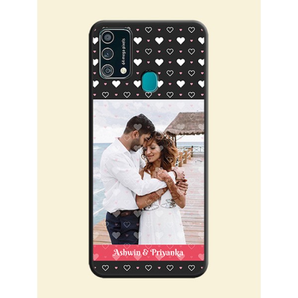 White Color Love Symbols with Text Design on Photo on Space Black Soft Matte Phone Cover - Galaxy F41 White Color Love Symbols with Text Design on Photo on Space Black Soft Matte Phone Cover - Galaxy F41
