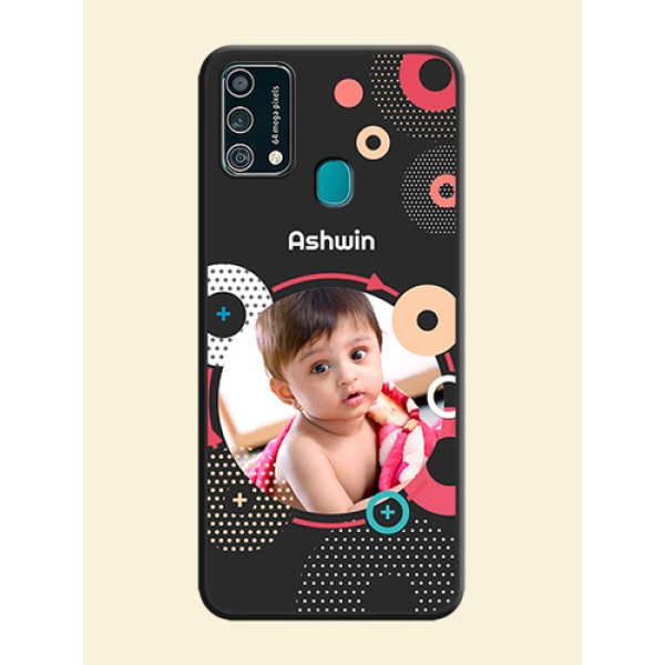 Multicoloured Round Image on Personalised Space Black Soft Matte Cases - Galaxy F41 Multicoloured Round Image on Personalised Space Black Soft Matte Cases - Galaxy F41