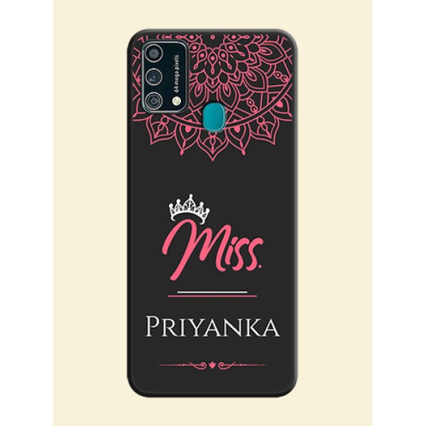 Mrs Name with Floral Design on Space Black Personalized Soft Matte Phone Covers - Galaxy F41 Mrs Name with Floral Design on Space Black Personalized Soft Matte Phone Covers - Galaxy F41