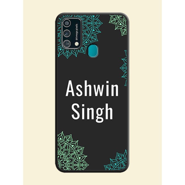 Your Name with Floral Design on Space Black Custom Soft Matte Back Cover - Galaxy F41
