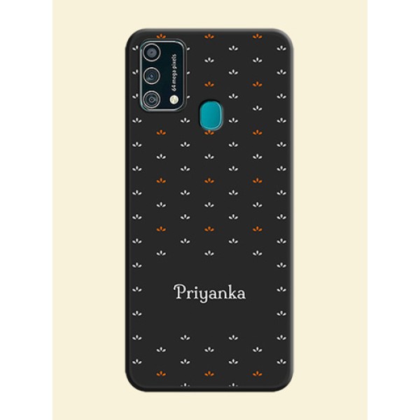 Simple Pattern With Custom Text On Space Black Personalized Soft Matte Phone Covers -Samsung Galaxy F41 Simple Pattern With Custom Text On Space Black Personalized Soft Matte Phone Covers -Samsung Galaxy F41