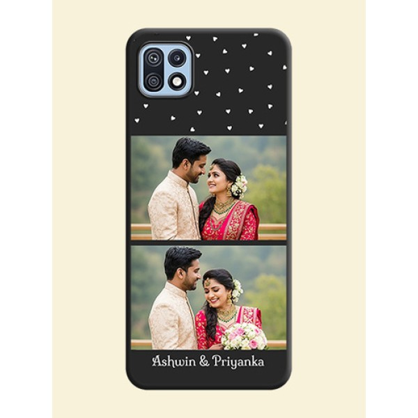 Miniature Love Symbols with Name on Space Black Custom Soft Matte Back Cover - Galaxy F42 5G Miniature Love Symbols with Name on Space Black Custom Soft Matte Back Cover - Galaxy F42 5G