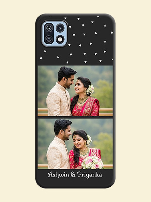 Miniature Love Symbols with Name on Space Black Custom Soft Matte Back Cover - Galaxy F42 5G