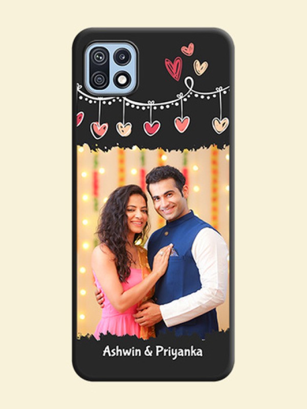 Pink Love Hangings with Name on Space Black Custom Soft Matte Phone Cases - Galaxy F42 5G