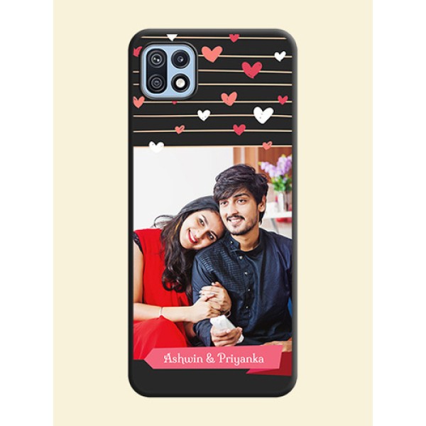 Love Pattern with Name on Pink Ribbon on Photo on Space Black Soft Matte Back Cover - Galaxy F42 5G Love Pattern with Name on Pink Ribbon on Photo on Space Black Soft Matte Back Cover - Galaxy F42 5G