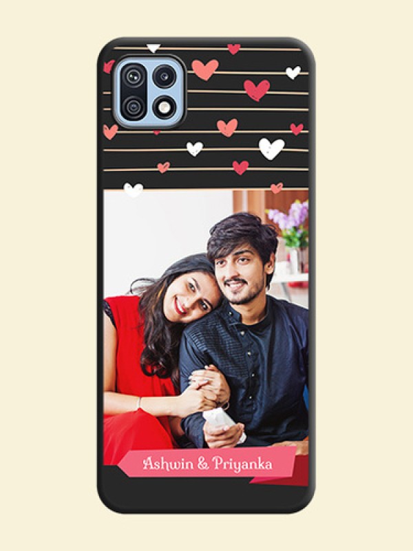 Love Pattern with Name on Pink Ribbon  on Photo on Space Black Soft Matte Back Cover - Galaxy F42 5G