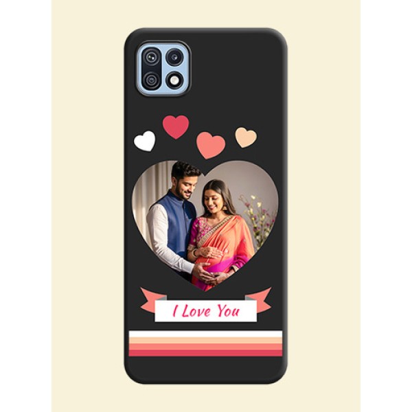 Love Shaped Photo with Colorful Stripes on Personalised Space Black Soft Matte Cases - Galaxy F42 5G
