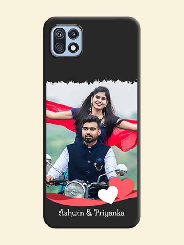 Pin Color Love Shaped Ribbon Design with Text on Space Black Custom Soft Matte Phone Back Cover - Galaxy F42 5G