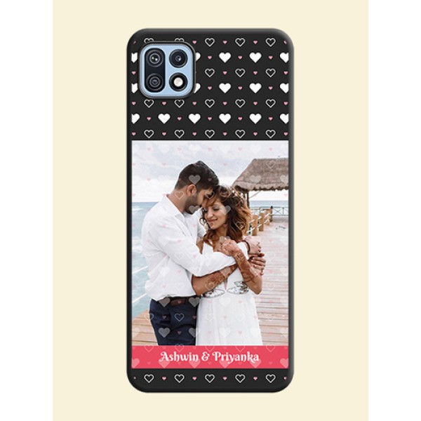 White Color Love Symbols with Text Design on Photo on Space Black Soft Matte Phone Cover - Galaxy F42 5G White Color Love Symbols with Text Design on Photo on Space Black Soft Matte Phone Cover - Galaxy F42 5G