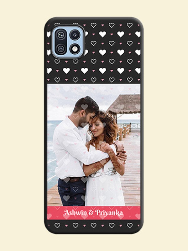 White Color Love Symbols with Text Design on Photo on Space Black Soft Matte Phone Cover - Galaxy F42 5G