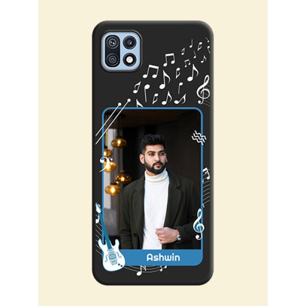 Musical Theme Design with Text on Photo on Space Black Soft Matte Mobile Case - Galaxy F42 5G