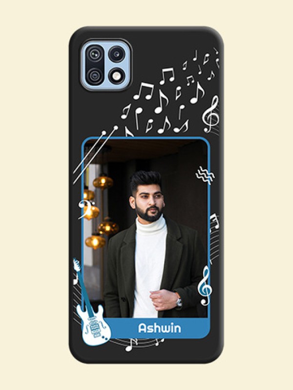 Musical Theme Design with Text on Photo on Space Black Soft Matte Mobile Case - Galaxy F42 5G