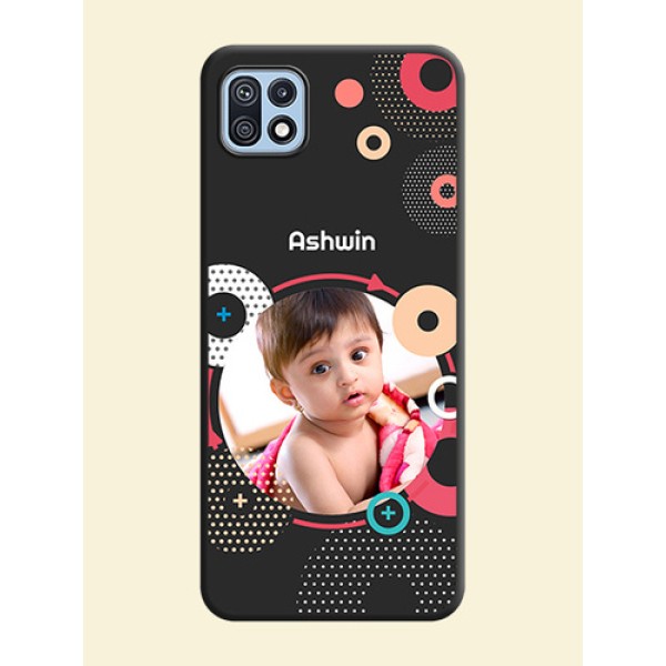 Multicoloured Round Image on Personalised Space Black Soft Matte Cases - Galaxy F42 5G Multicoloured Round Image on Personalised Space Black Soft Matte Cases - Galaxy F42 5G