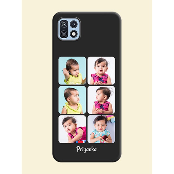 Floral Art with 6 Image Holder on Photo on Space Black Soft Matte Mobile Case - Galaxy F42 5G Floral Art with 6 Image Holder on Photo on Space Black Soft Matte Mobile Case - Galaxy F42 5G