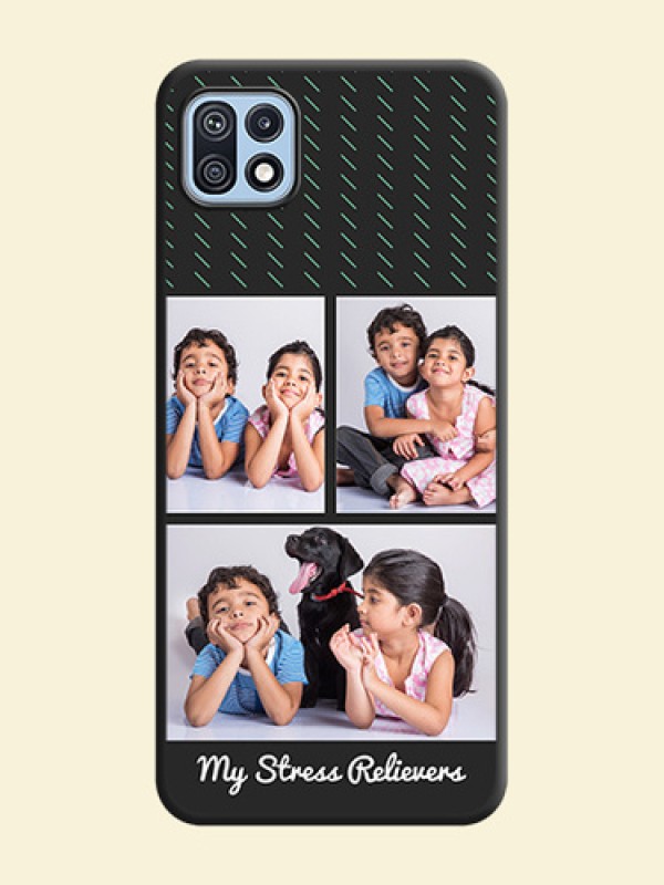 Cross Dotted Pattern with 2 Image Holder  on Personalised Space Black Soft Matte Cases - Galaxy F42 5G