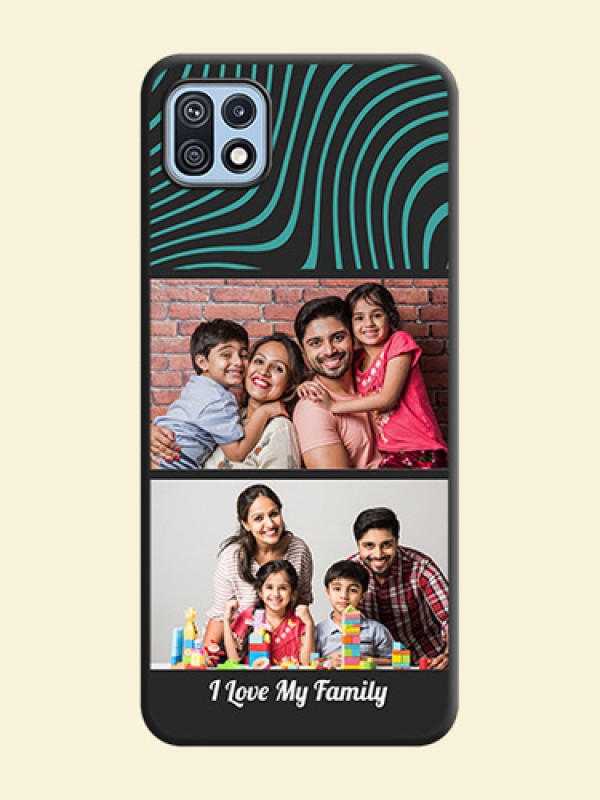 Wave Pattern with 2 Image Holder on Space Black Personalized Soft Matte Phone Covers - Galaxy F42 5G