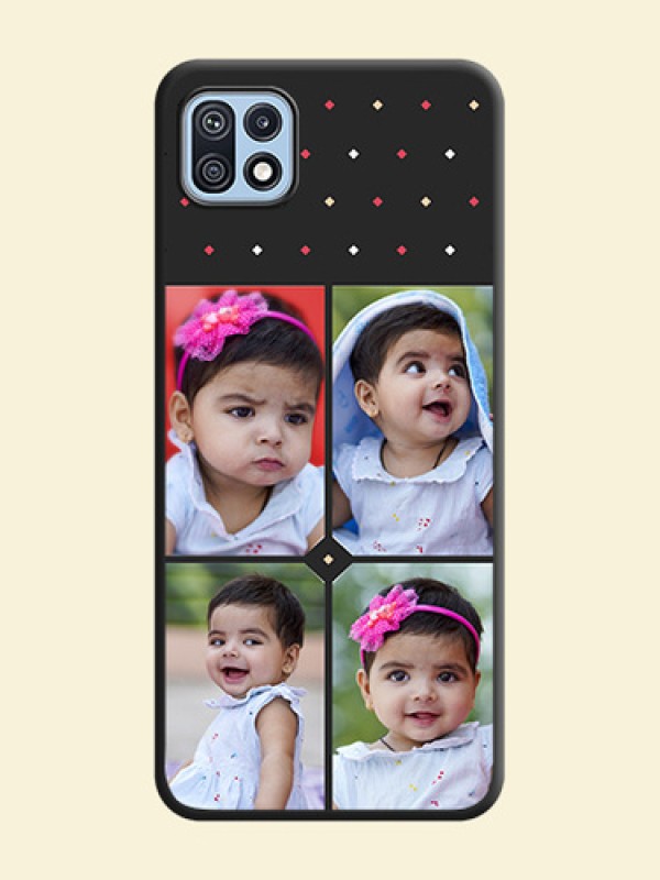 Multicolor Dotted Pattern with 4 Image Holder on Space Black Custom Soft Matte Phone Cases - Galaxy F42 5G
