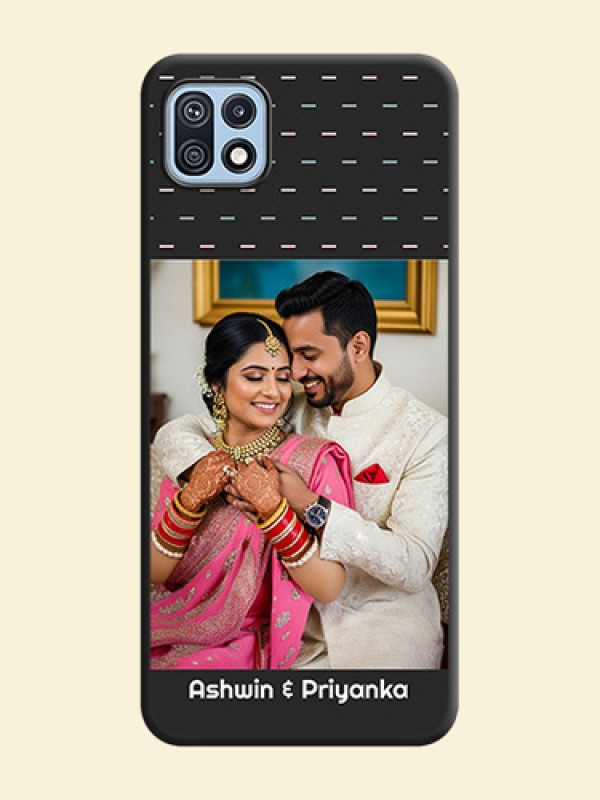 Line Pattern Design with Text on Space Black Custom Soft Matte Phone Back Cover - Galaxy F42 5G