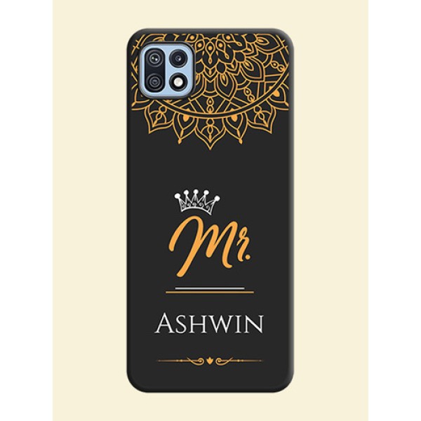 Mr Name with Floral Design on Personalised Space Black Soft Matte Cases - Galaxy F42 5G Mr Name with Floral Design on Personalised Space Black Soft Matte Cases - Galaxy F42 5G