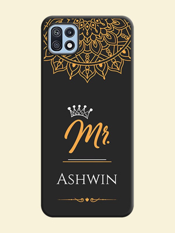 Mr Name with Floral Design  on Personalised Space Black Soft Matte Cases - Galaxy F42 5G