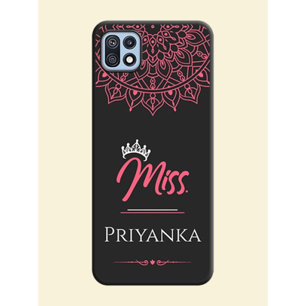Mrs Name with Floral Design on Space Black Personalized Soft Matte Phone Covers - Galaxy F42 5G Mrs Name with Floral Design on Space Black Personalized Soft Matte Phone Covers - Galaxy F42 5G