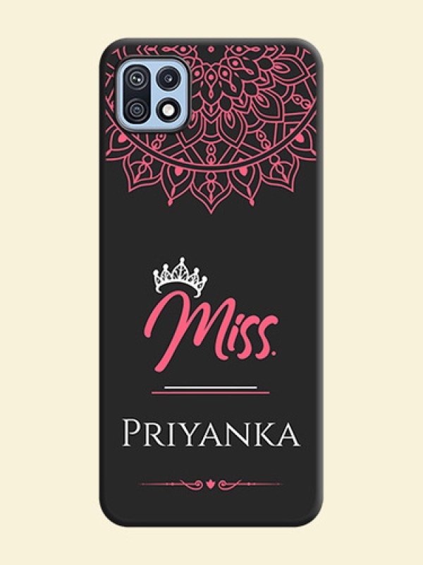 Mrs Name with Floral Design on Space Black Personalized Soft Matte Phone Covers - Galaxy F42 5G