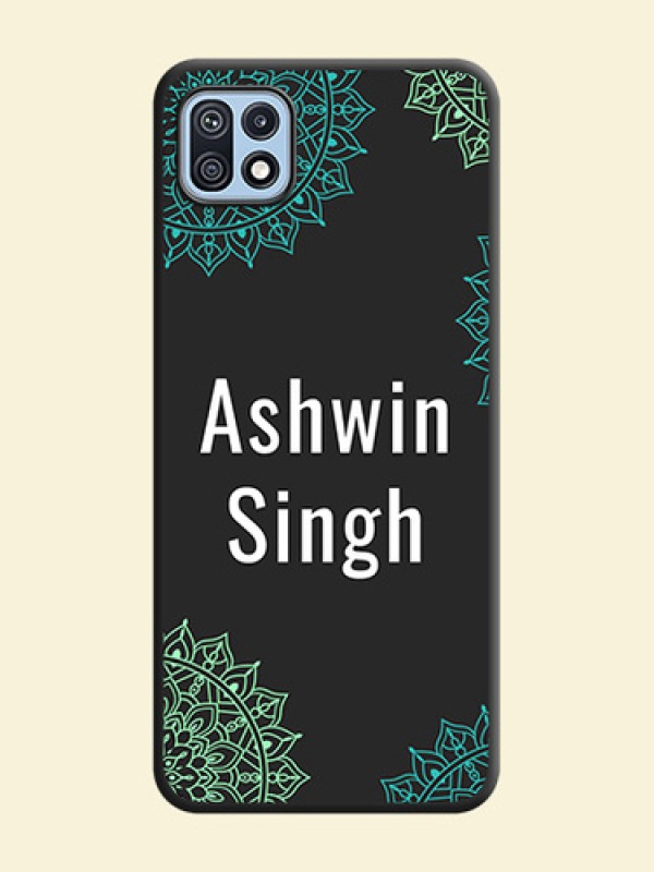 Your Name with Floral Design on Space Black Custom Soft Matte Back Cover - Galaxy F42 5G