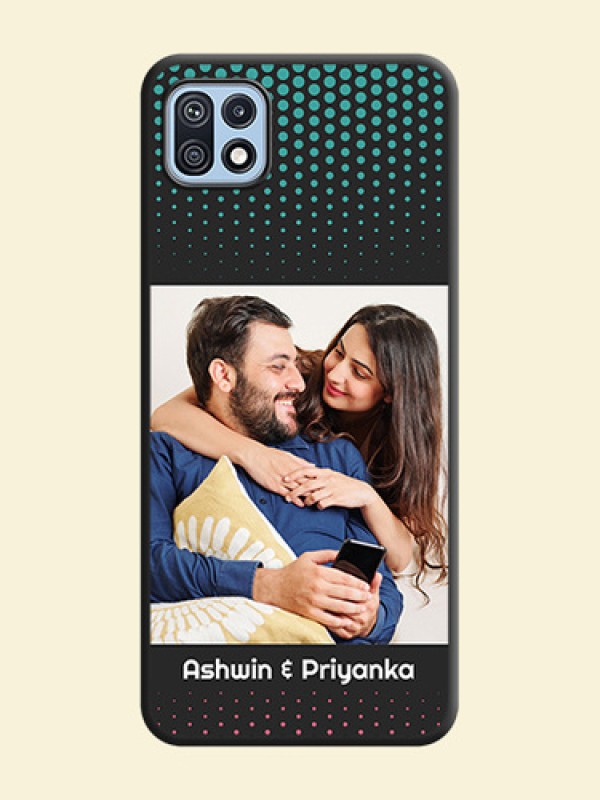Faded Dots with Grunge Photo Frame and Text on Space Black Custom Soft Matte Phone Cases - Galaxy F42 5G