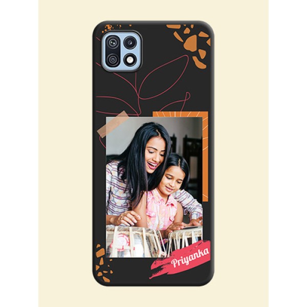 Orange Photo Frame on Space Black Custom Soft Matte Phone Back Cover - Galaxy F42 5G Orange Photo Frame on Space Black Custom Soft Matte Phone Back Cover - Galaxy F42 5G