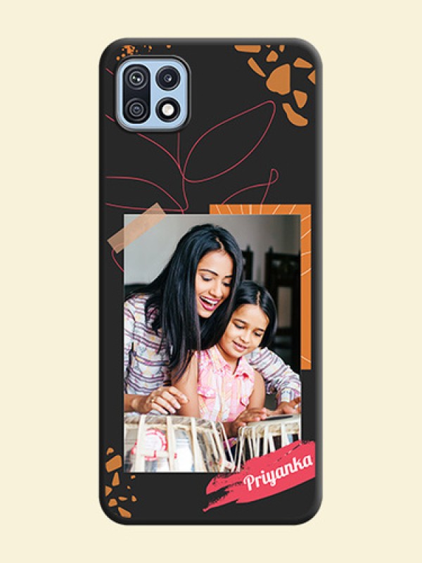 Orange Photo Frame on Space Black Custom Soft Matte Phone Back Cover - Galaxy F42 5G
