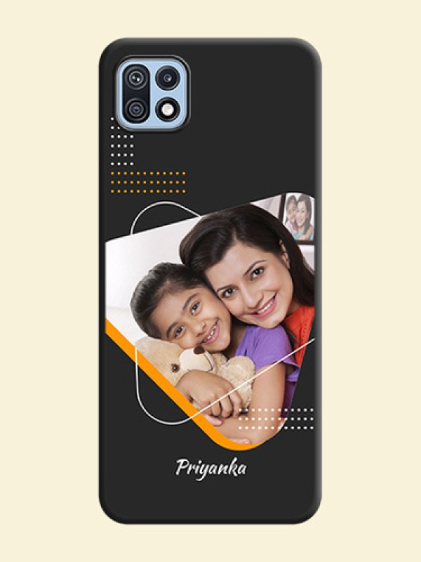 Yellow Triangle on Photo on Space Black Soft Matte Phone Cover - Galaxy F42 5G