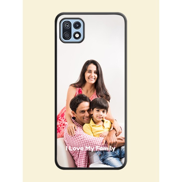 Full Single Pic Upload With Text On Space Black Personalized Soft Matte Phone Covers -Samsung Galaxy F42 5G Full Single Pic Upload With Text On Space Black Personalized Soft Matte Phone Covers -Samsung Galaxy F42 5G