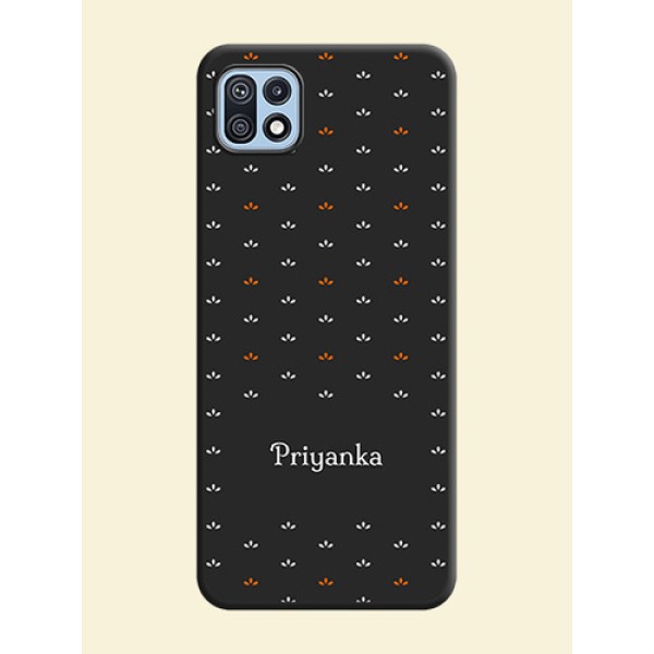 Simple Pattern With Custom Text On Space Black Personalized Soft Matte Phone Covers -Samsung Galaxy F42 5G Simple Pattern With Custom Text On Space Black Personalized Soft Matte Phone Covers -Samsung Galaxy F42 5G