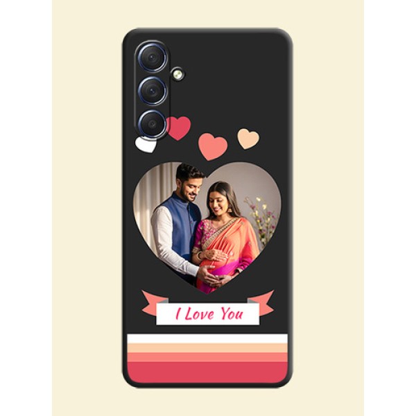 Love Shaped Photo with Colorful Stripes on Personalised Space Black Soft Matte Cases - Galaxy F54 5G
