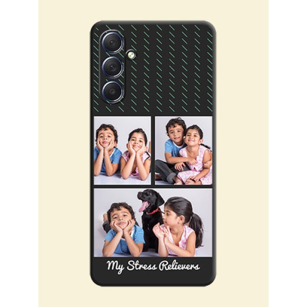 Cross Dotted Pattern with 2 Image Holder on Personalised Space Black Soft Matte Cases - Galaxy F54 5G Cross Dotted Pattern with 2 Image Holder on Personalised Space Black Soft Matte Cases - Galaxy F54 5G